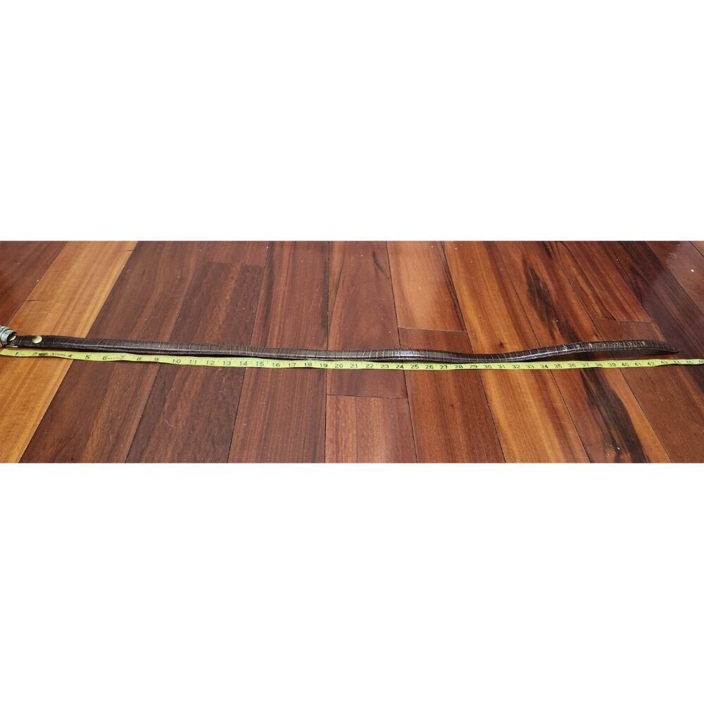 Vintage 80s Vicenza Woman’s 44 Belt Brawn Italian Genuine Calfskin Buckle Skinny - Picture 7 of 9